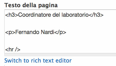 come compare l'editor in versione "plain text"